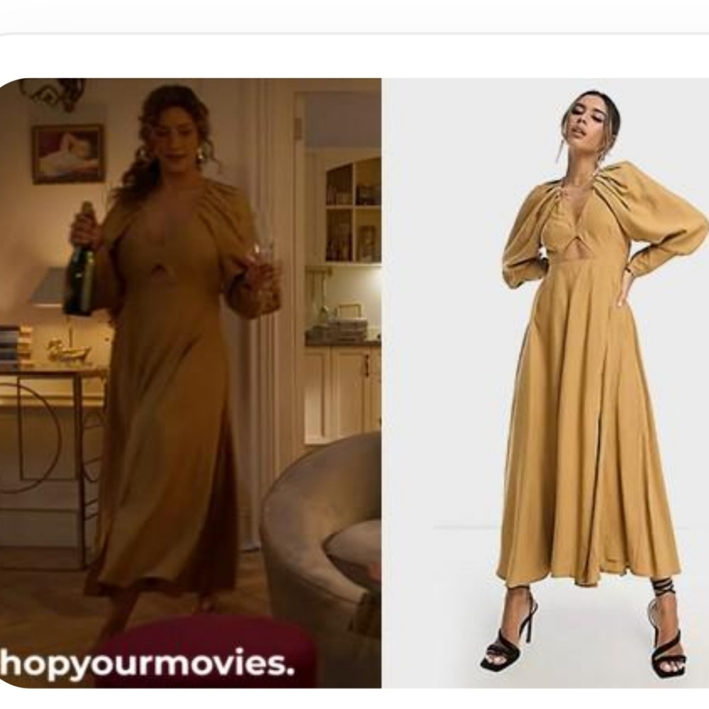 ASOS Mustard Long Sleeve Maxi Dress